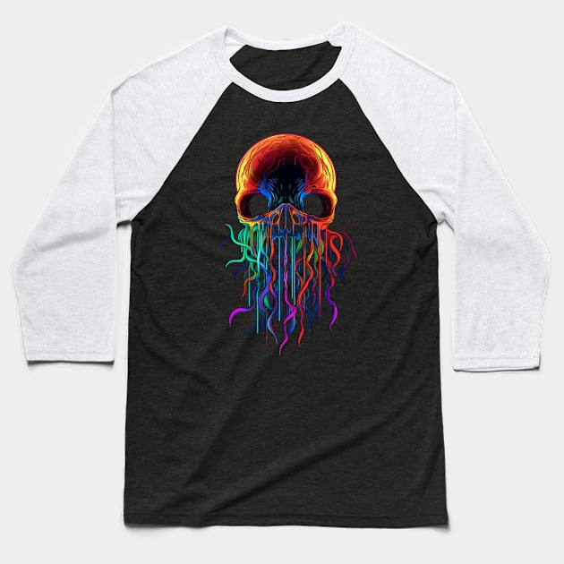 Jelly Skull Fish Baseball T-Shirt by The Digital Den